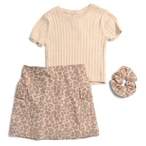 NWT CYNTHIA ROWLEY Girls 3pc Short Sleeve Sweater & Corduroy Skirt w Scrunchie
